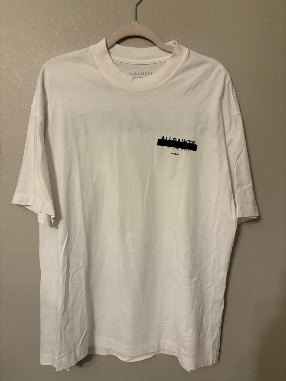 All Saints White Short Sleeve Logo Tee